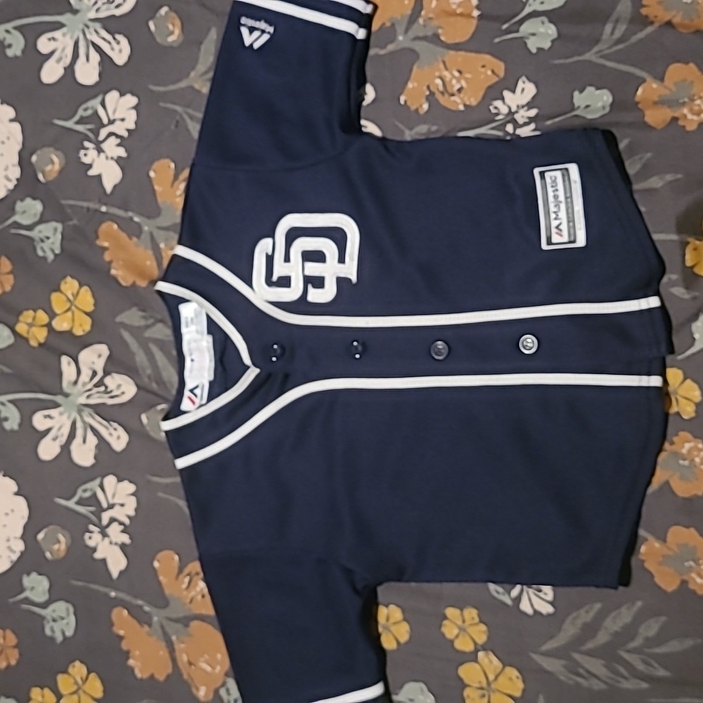 San Diego Padres Majestic MLB Cool Base Blue Jersey Size 24M Kids Vintage